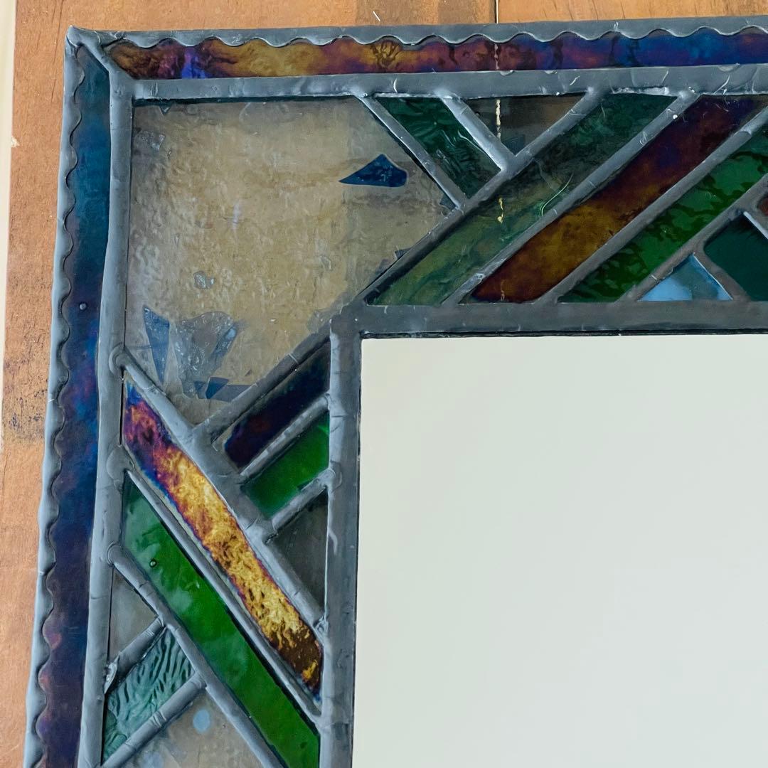 ✮美品✮ ステンドグラス　鏡　壁掛け　ウォールミラー