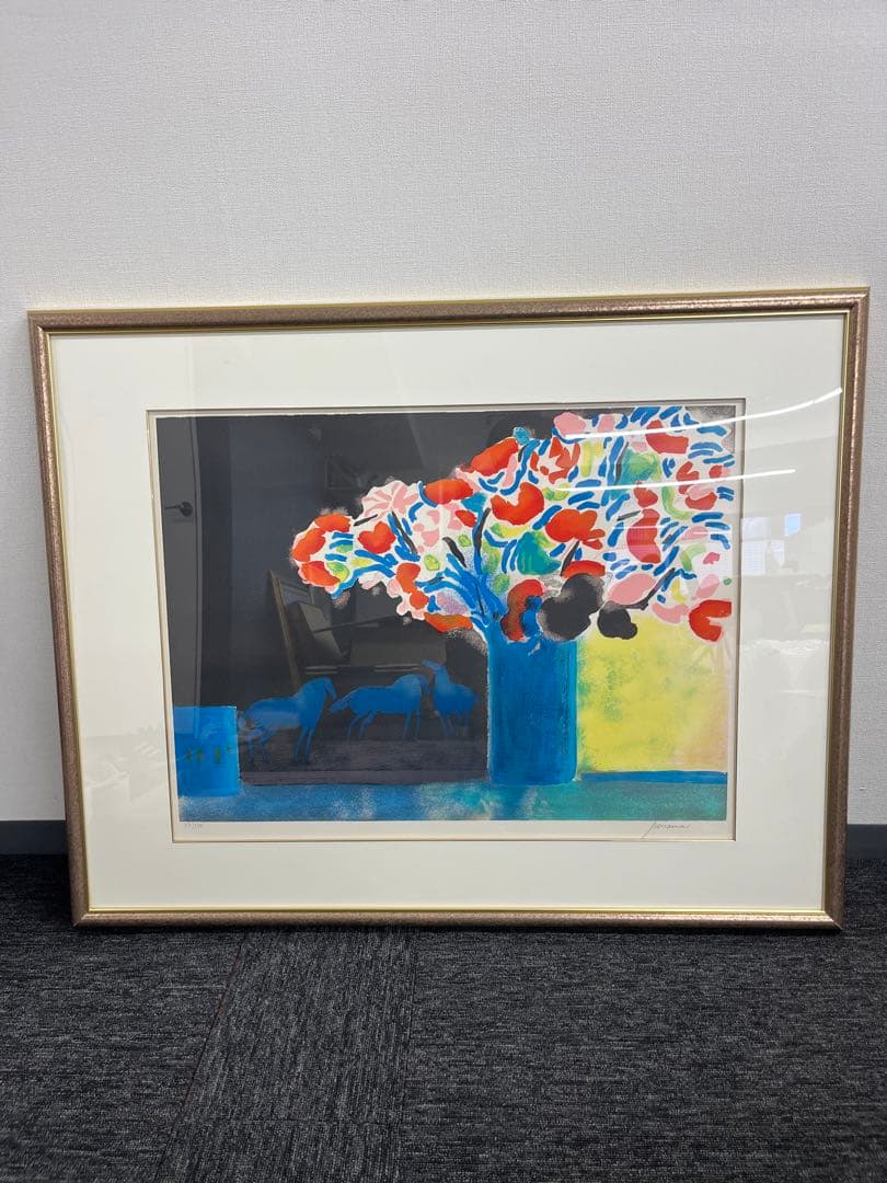 リトグラフ　ポールギヤマン　木立の馬　直筆サイン　117/220