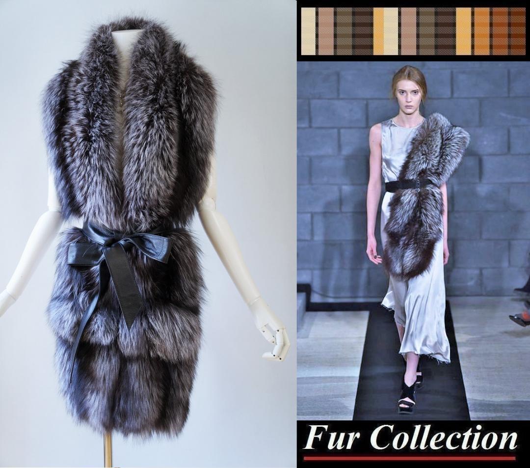 街中で風を切って歩きたい☆フォックスファーストール新品毛皮ショールロングマフラー