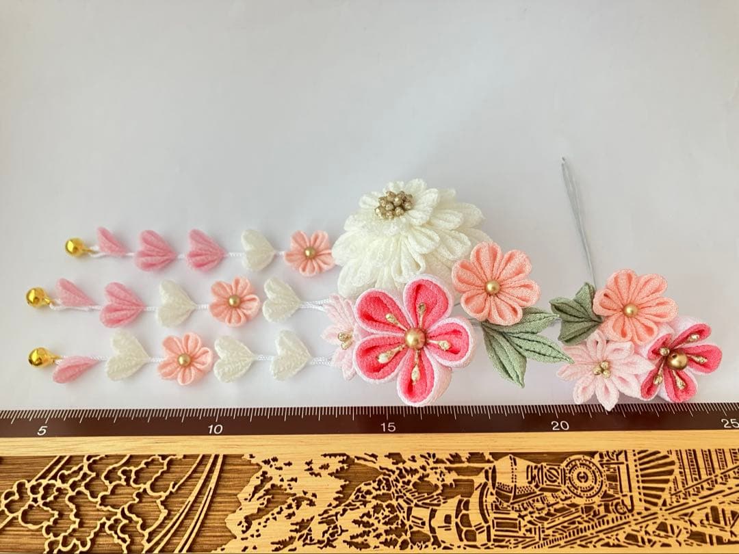 〜　珊　〜　選べる髪飾り　七五三 3歳 7歳　かんざし　ビラ　ピンク