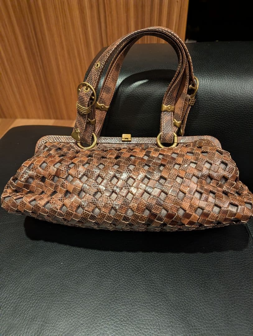 Bottega Veneta ブラウン 編み込みハンドバッグ