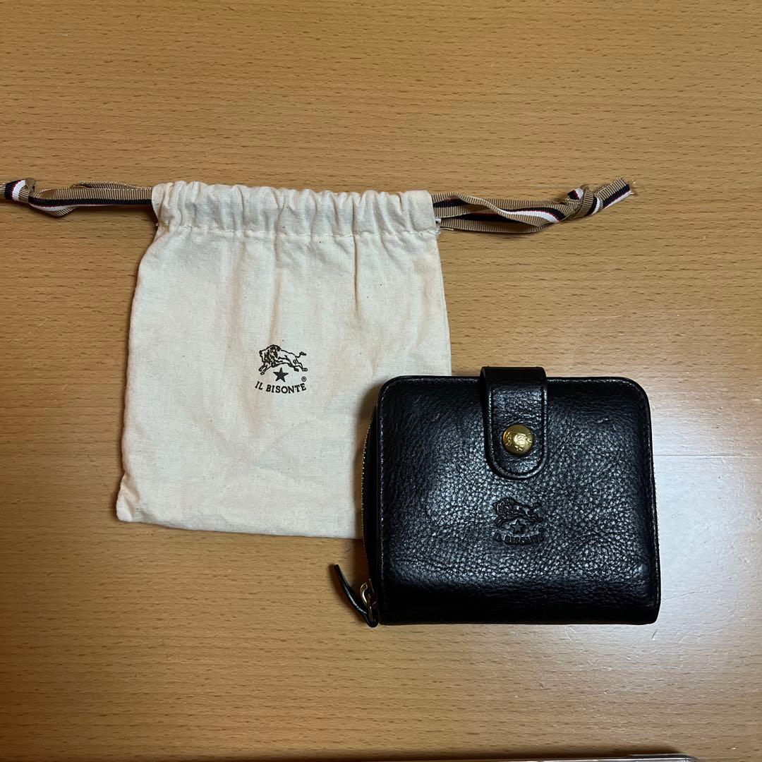 【即購入大歓迎】IL BISONTE 財布二つ折り 小銭入れ付 ブラック