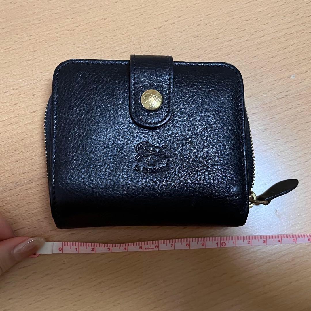 【即購入大歓迎】IL BISONTE 財布二つ折り 小銭入れ付 ブラック