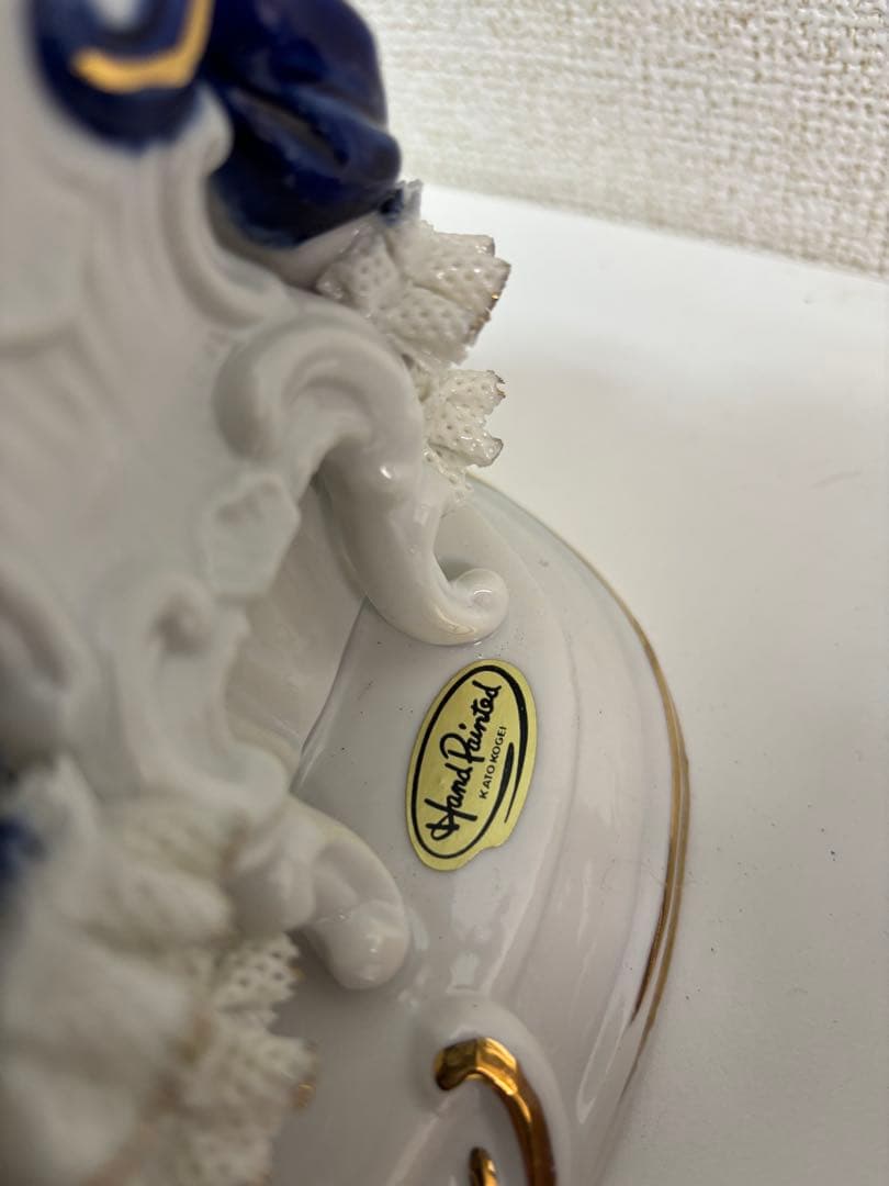 加藤工芸　レースドール　置物　人形　貴族　ピアノ&バイオリン