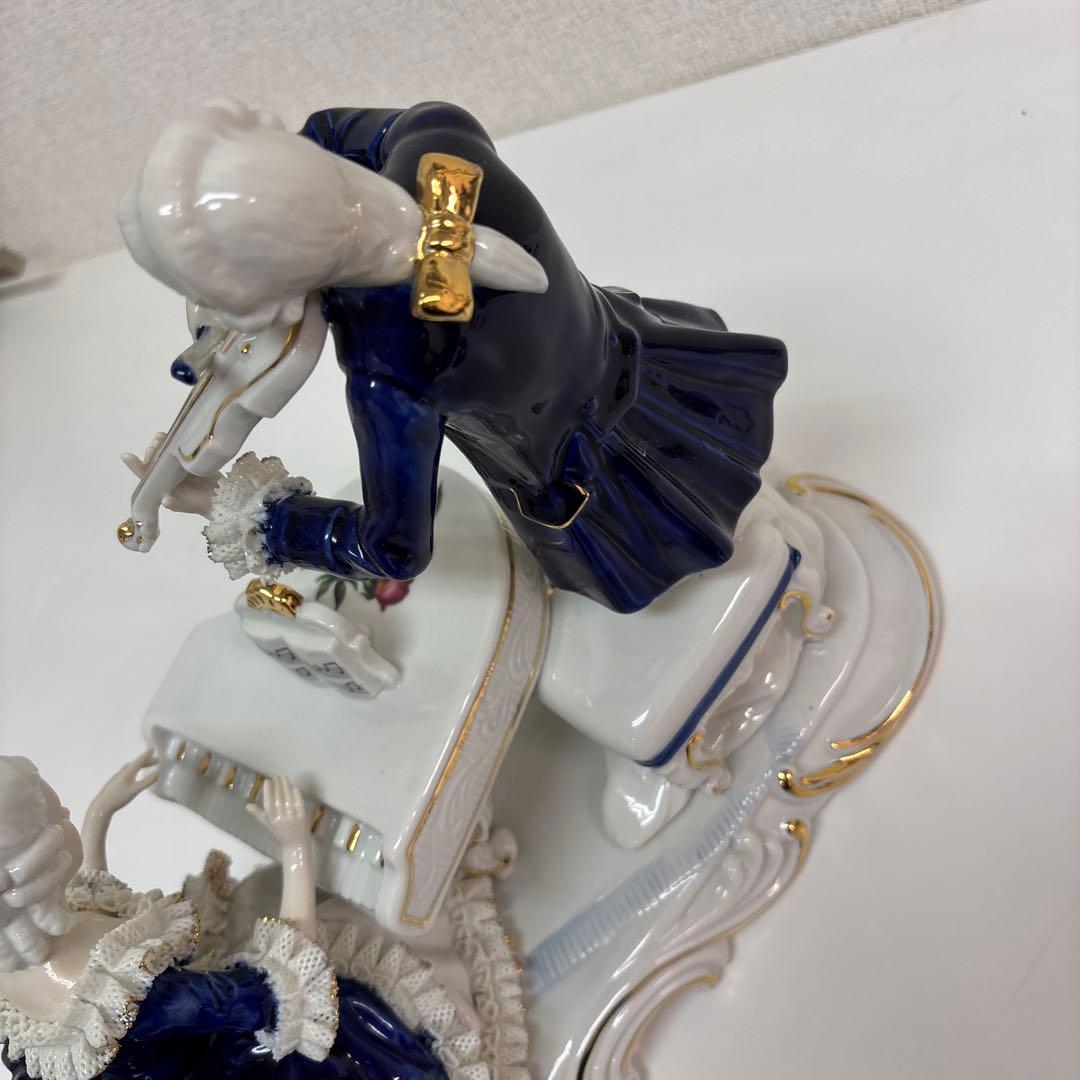 加藤工芸　レースドール　置物　人形　貴族　ピアノ&バイオリン