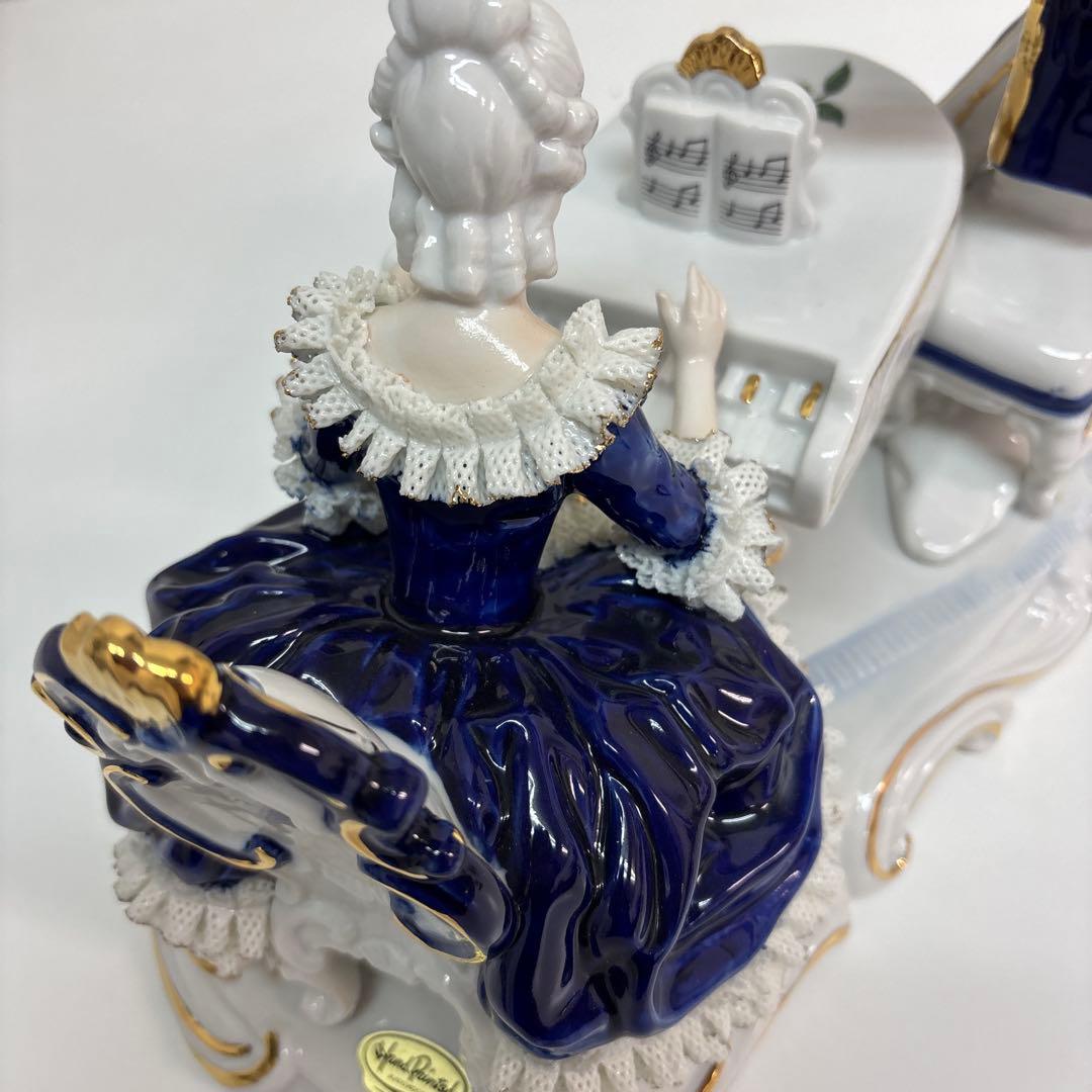 加藤工芸　レースドール　置物　人形　貴族　ピアノ&バイオリン