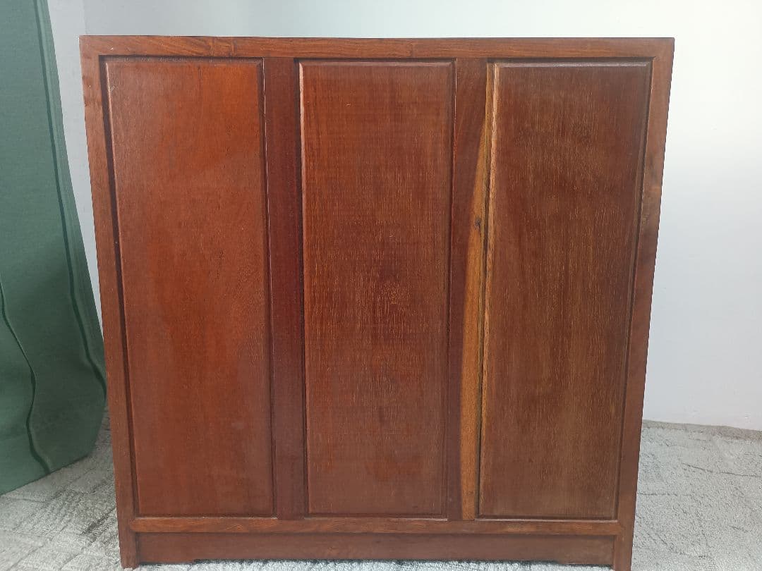 花梨材 棚 漆塗り 螺鈿細工 引出し付 収納家具