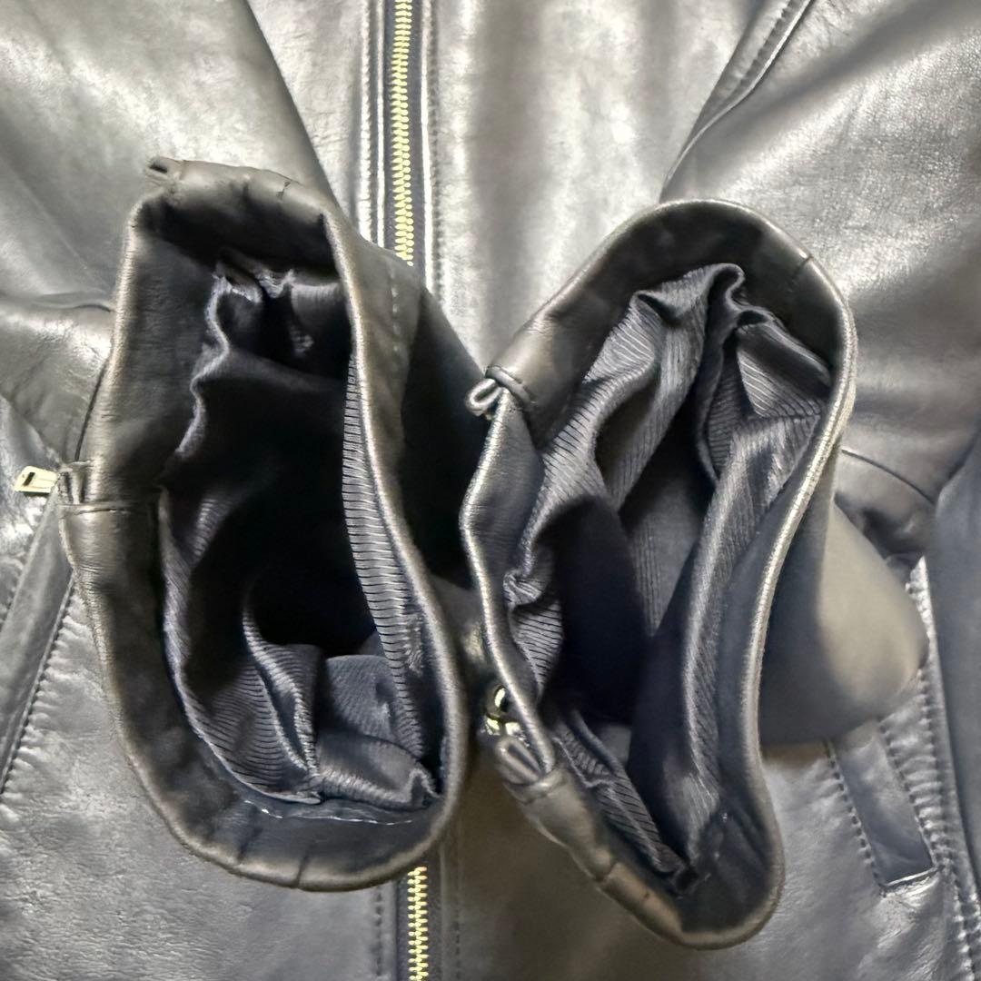 【希少カラー】SHIPS ラムレザー　シングルライダースジャケット　Size L