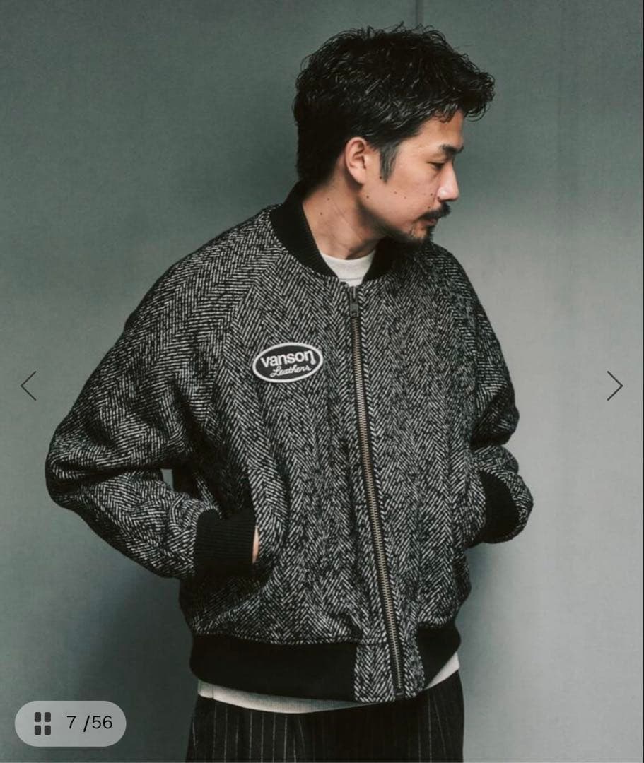 vanson ヘリンボーンジャケット Lサイズ ブラック
