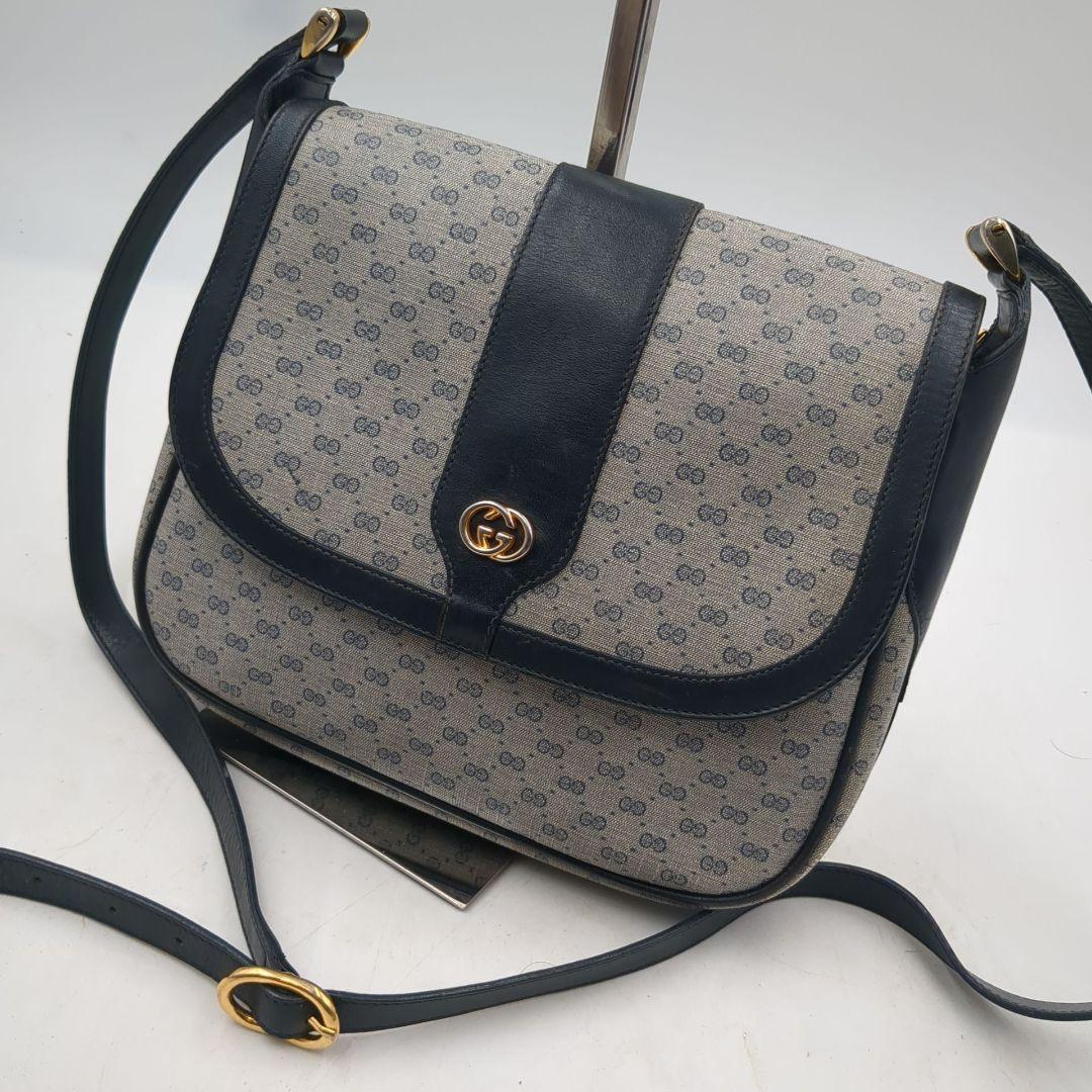 希少 OLD GUCCI マイクロ　GG ネイビー　金具