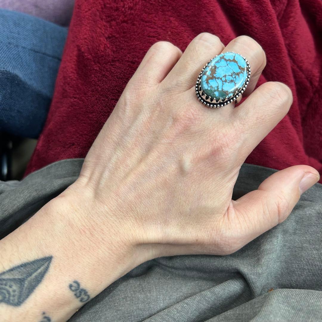 けーい 70s ヴィンテージ ターコイズ リング 23号 指輪 シルバ