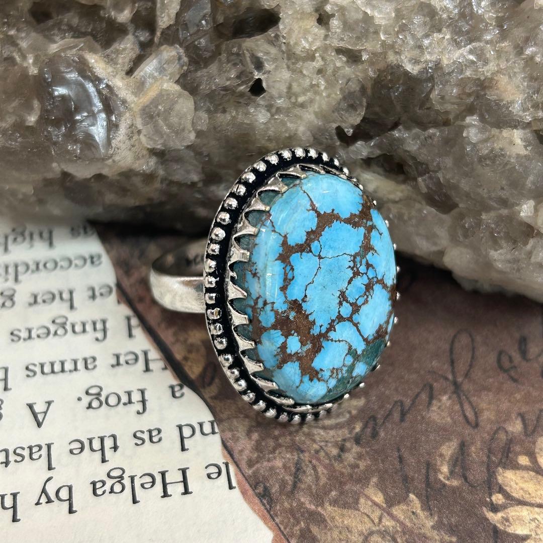 けーい 70s ヴィンテージ ターコイズ リング 23号 指輪 シルバ