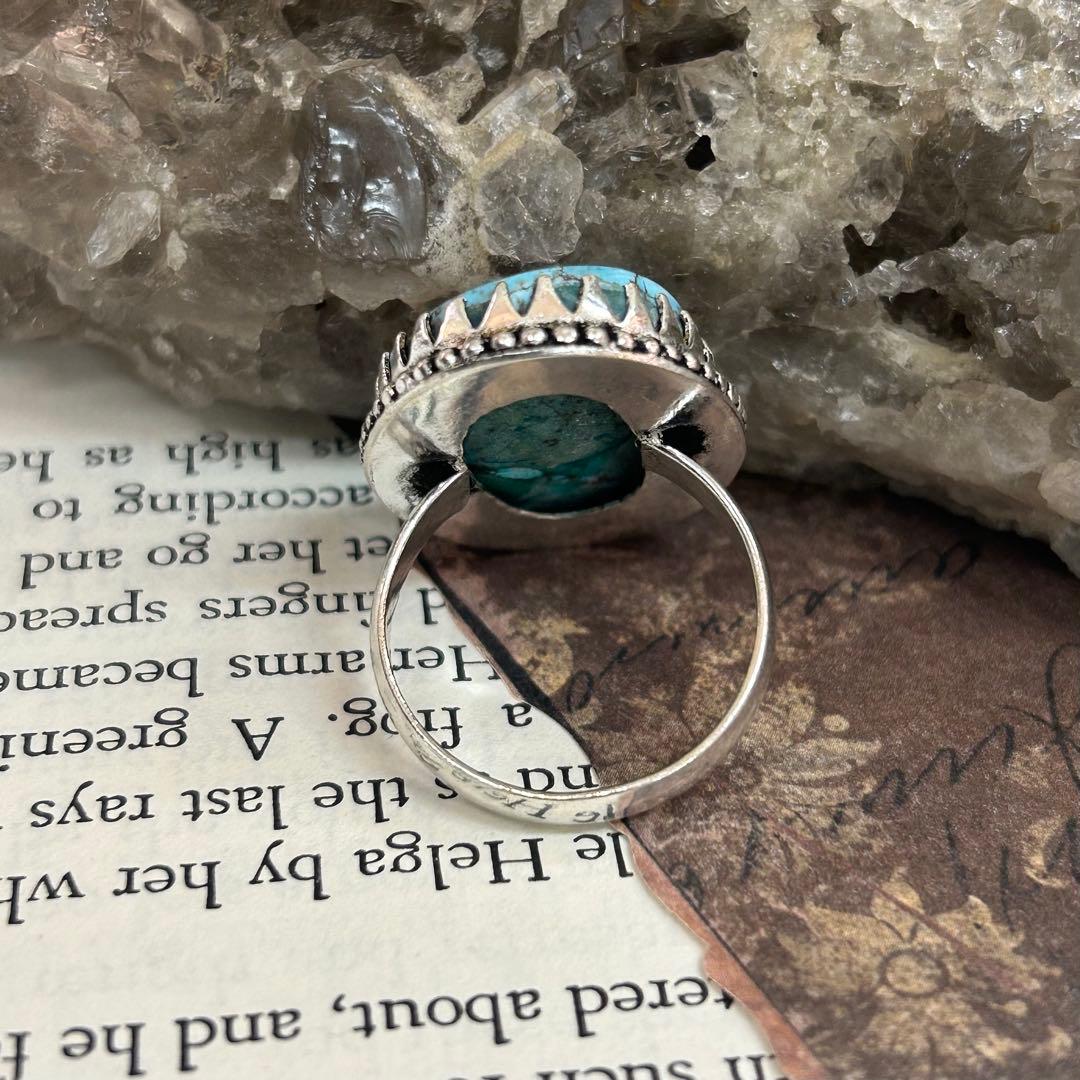 けーい 70s ヴィンテージ ターコイズ リング 23号 指輪 シルバ