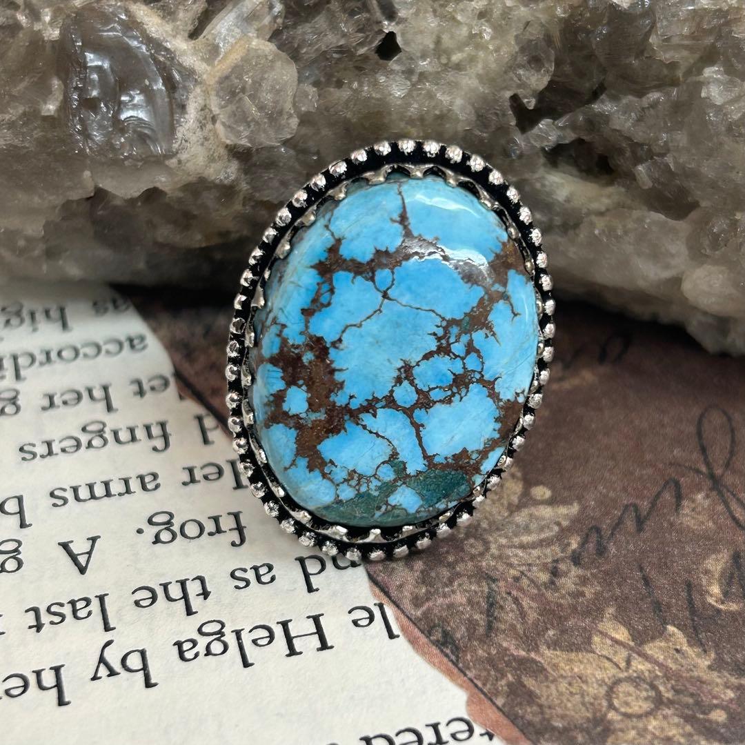 けーい 70s ヴィンテージ ターコイズ リング 23号 指輪 シルバ