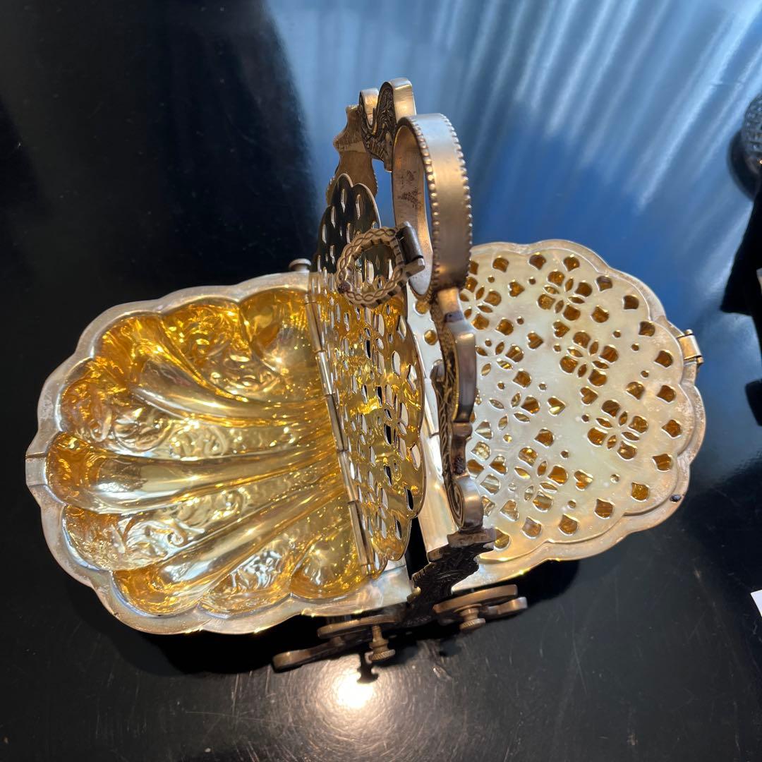 アンティーク　銀製　クッキー入れ