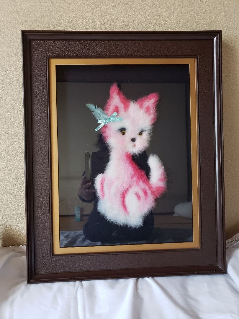 文化刺繍　松鳩文化刺繍　完成品　額付き　高級文化刺繍　絵画　ハンドメイド　箱あり