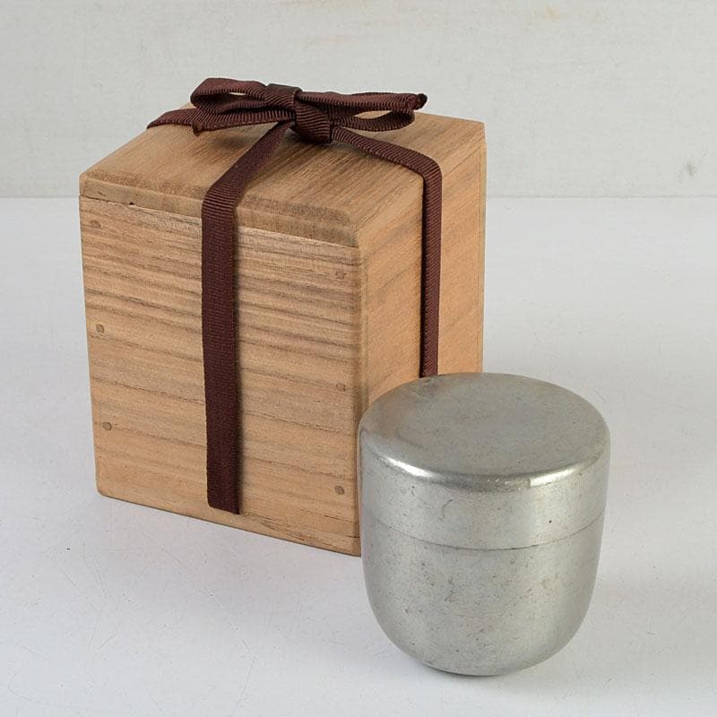 茶道具　本錫製　棗　時代箱　V　9414