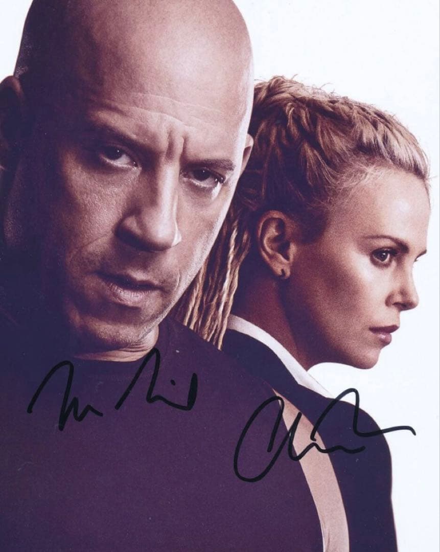 ワイルド・スピード ヴィン・ディーゼル シャーリーズ・セロン 直筆サイン入り写真