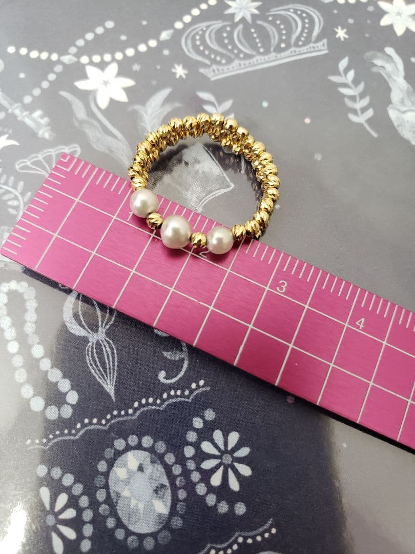 ベビーパール付きK18フリーリング