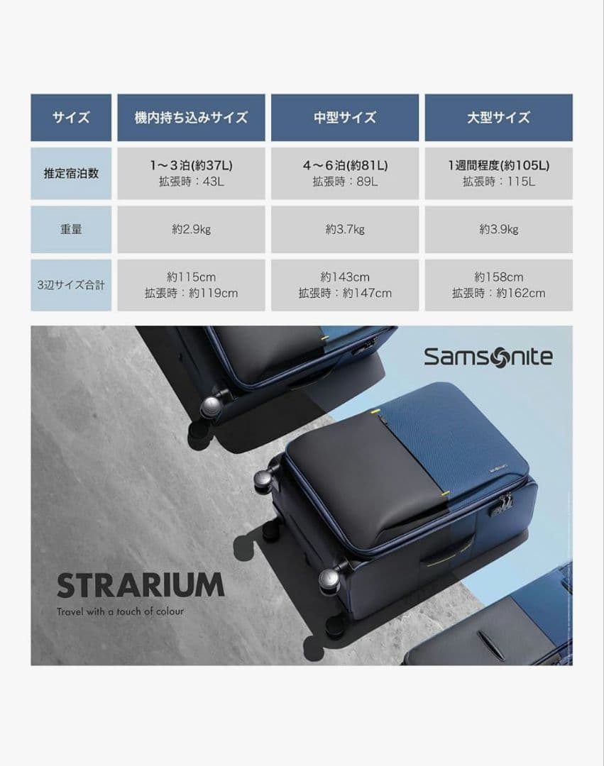 サムソナイト　ストラリウム スピナー 55 36L 55cm