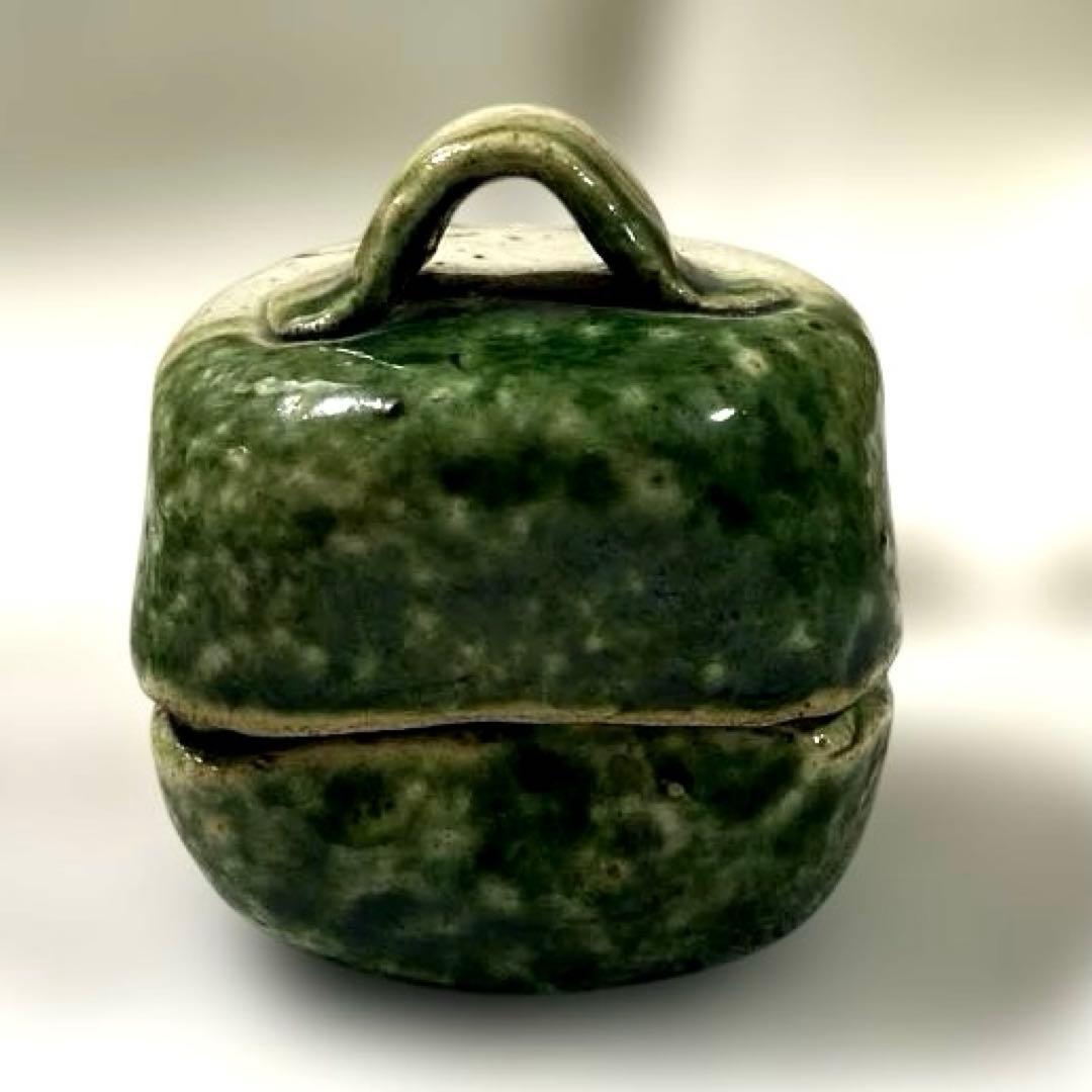 J-41 香合　織部焼　茶道具　アンティーク　インテリア　雑貨　美術品　工芸品