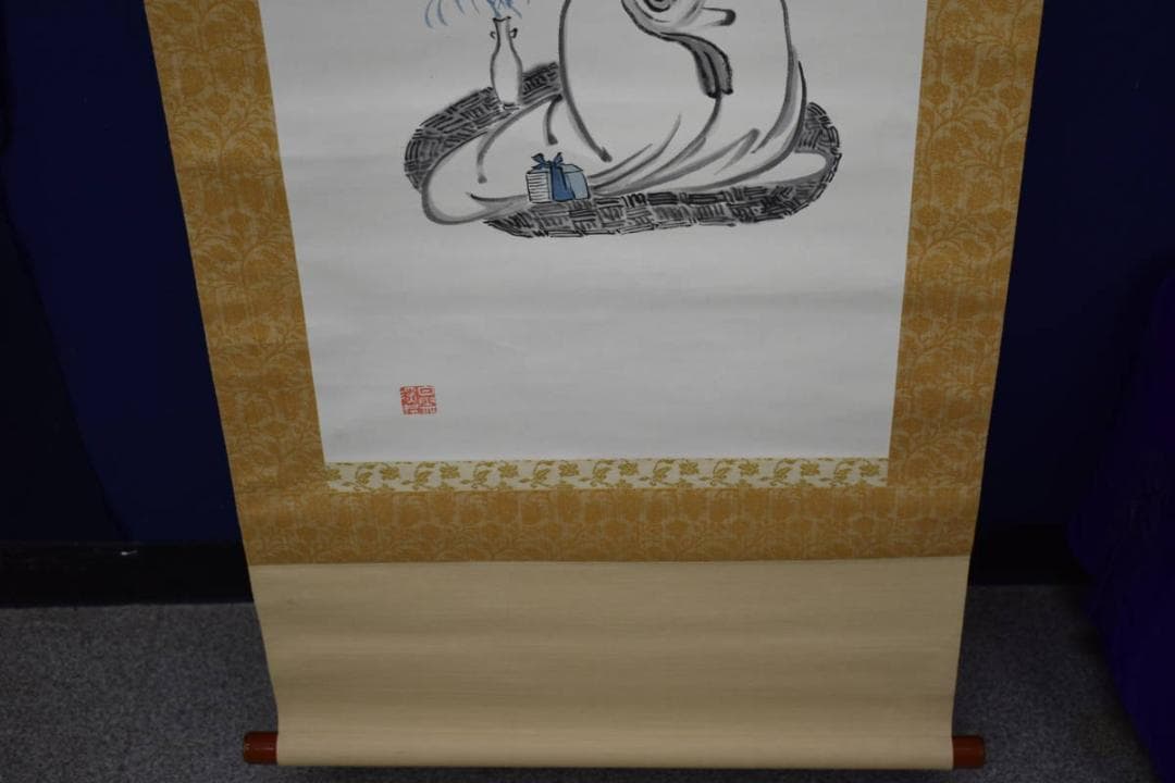 真作/三友山人/楊柳観音画賛/桐極箱付/布袋屋掛軸HH-602