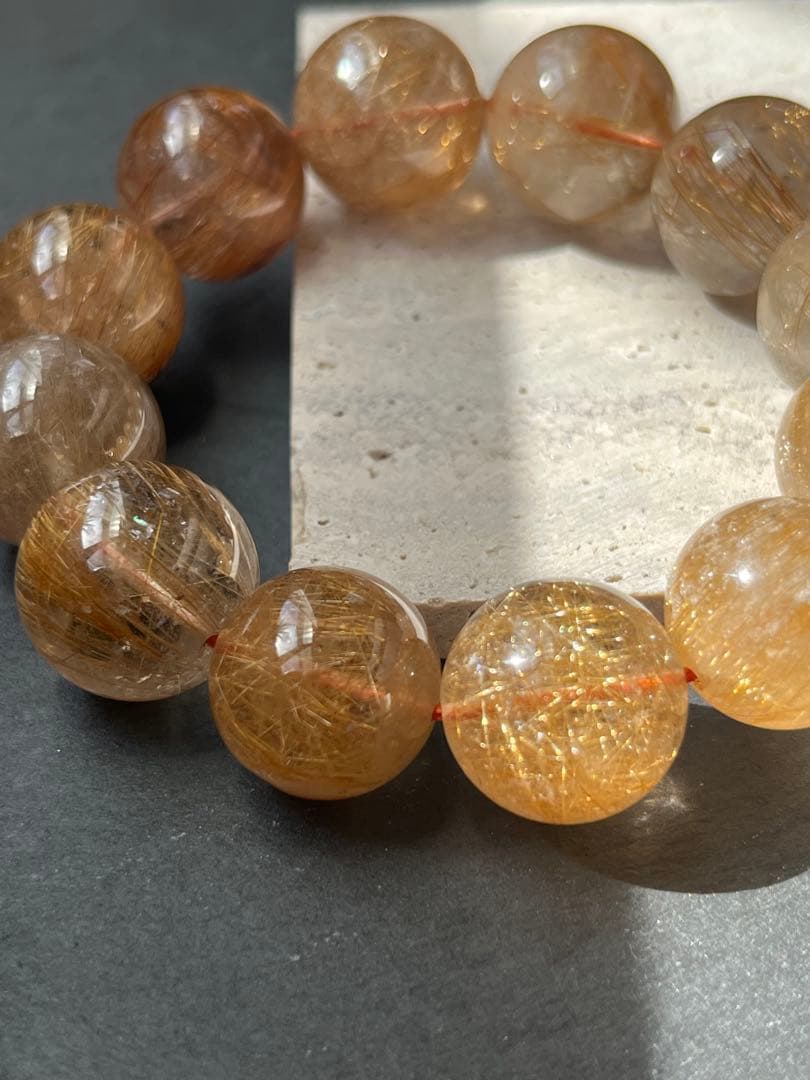 ルチルクォーツ　16.9〜19.3㎜　ブレスレット