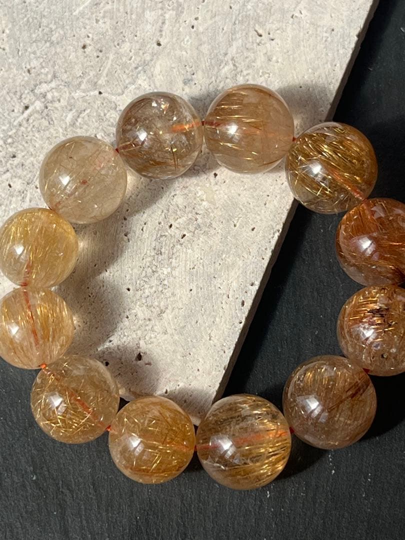 ルチルクォーツ　16.9〜19.3㎜　ブレスレット