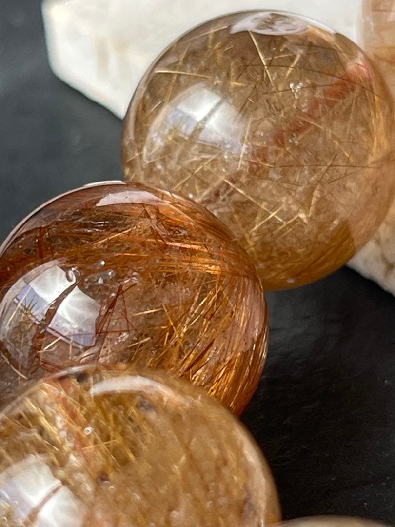 ルチルクォーツ　16.9〜19.3㎜　ブレスレット