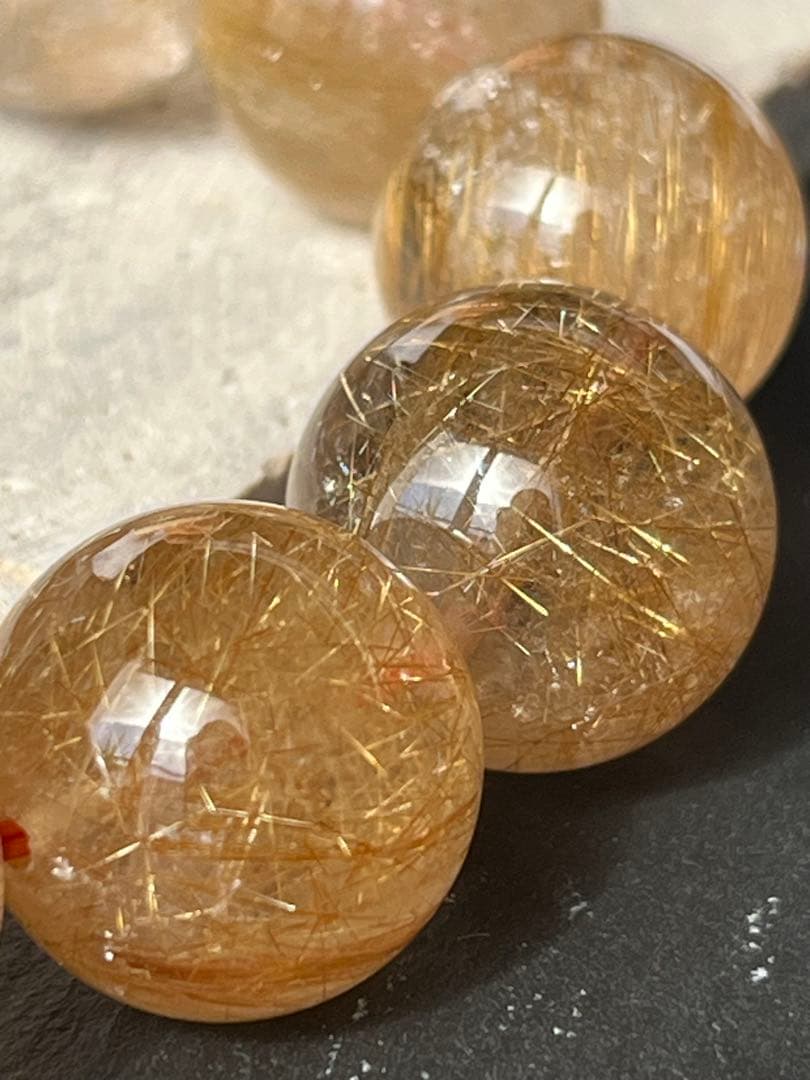 ルチルクォーツ　16.9〜19.3㎜　ブレスレット