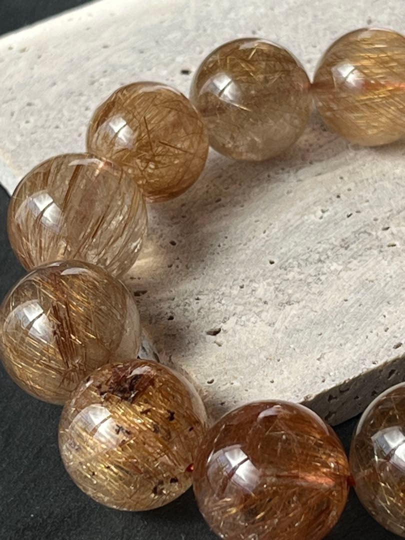 ルチルクォーツ　16.9〜19.3㎜　ブレスレット