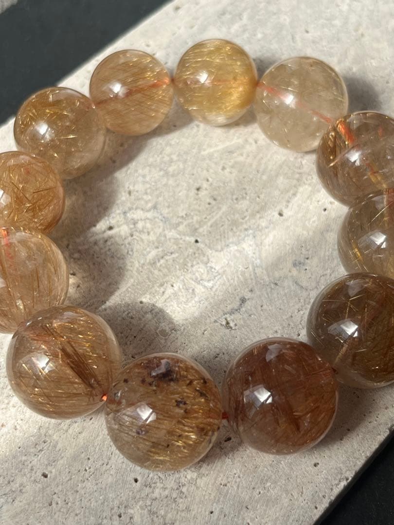 ルチルクォーツ　16.9〜19.3㎜　ブレスレット
