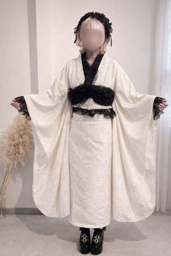 レース振袖 着物 フルセット ( + バッグ ファー 付き )