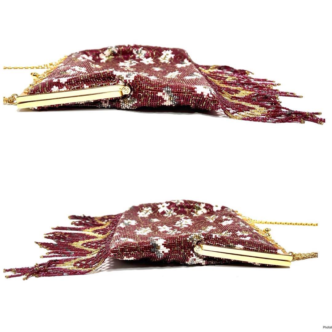 【美品】Hakubotan 白牡丹/メタルビーズ混/ 2way/ビーズバッグ