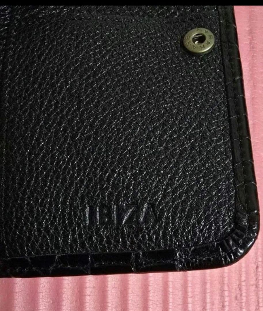 IBIZA クロコダイル二つ折り財布 黒