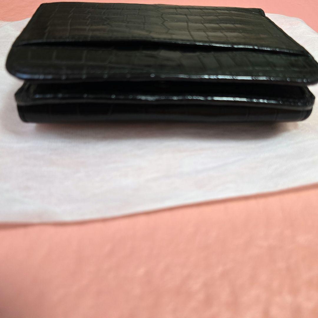 IBIZA クロコダイル二つ折り財布 黒