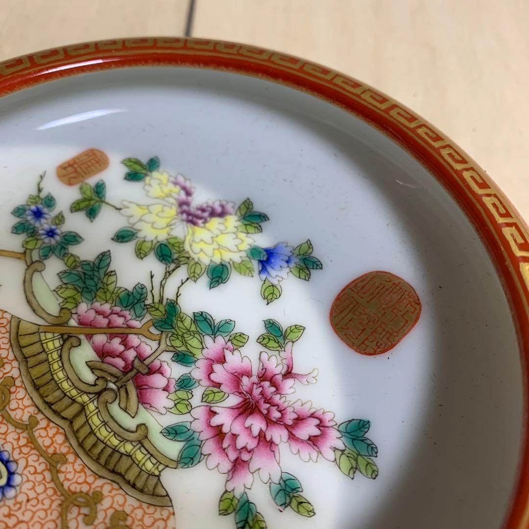 中国　花図　鉢