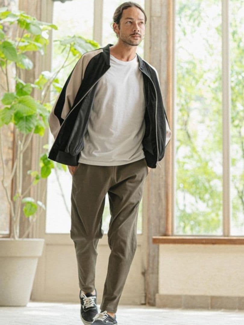 CAMBIO サルエルテーパードパンツ オリーブ色