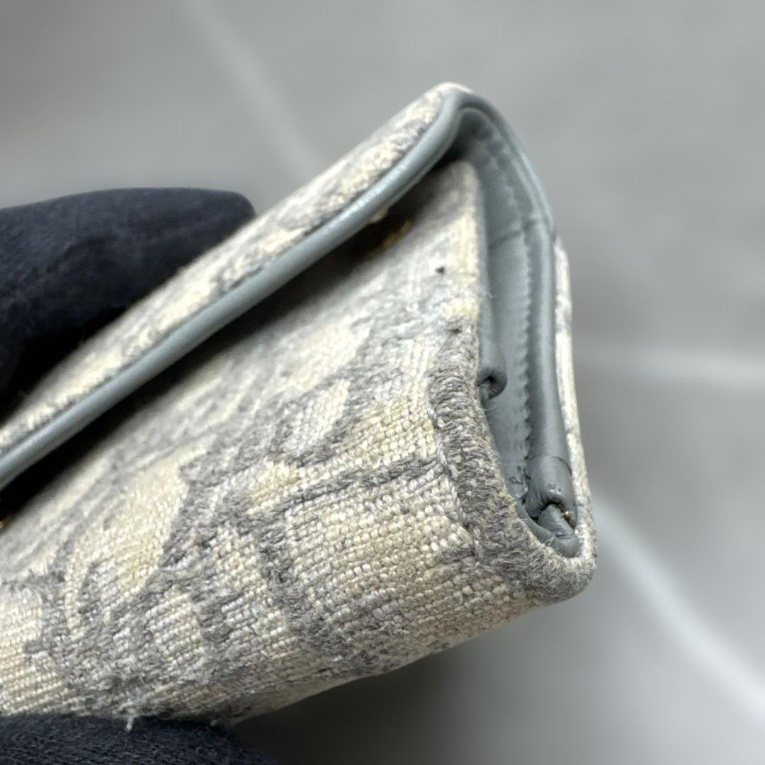 DIOR 三つ折り 財布　サドル　オブリーク　トロッター柄　ロゴチャーム