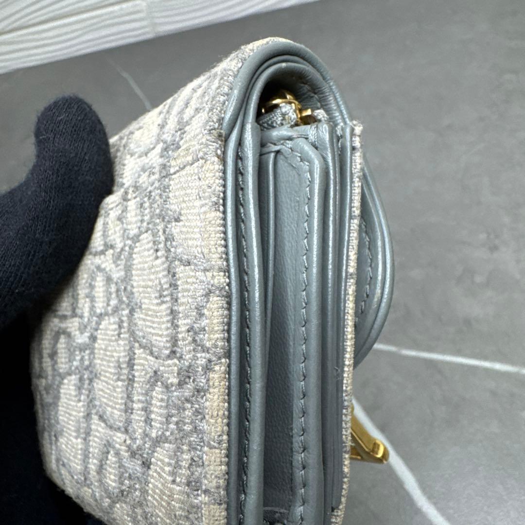 DIOR 三つ折り 財布　サドル　オブリーク　トロッター柄　ロゴチャーム