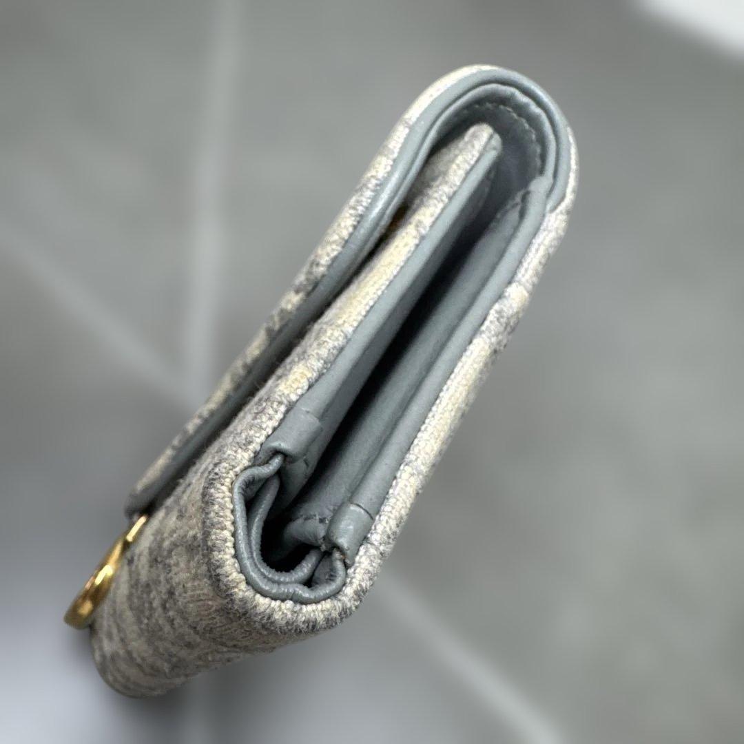 DIOR 三つ折り 財布　サドル　オブリーク　トロッター柄　ロゴチャーム