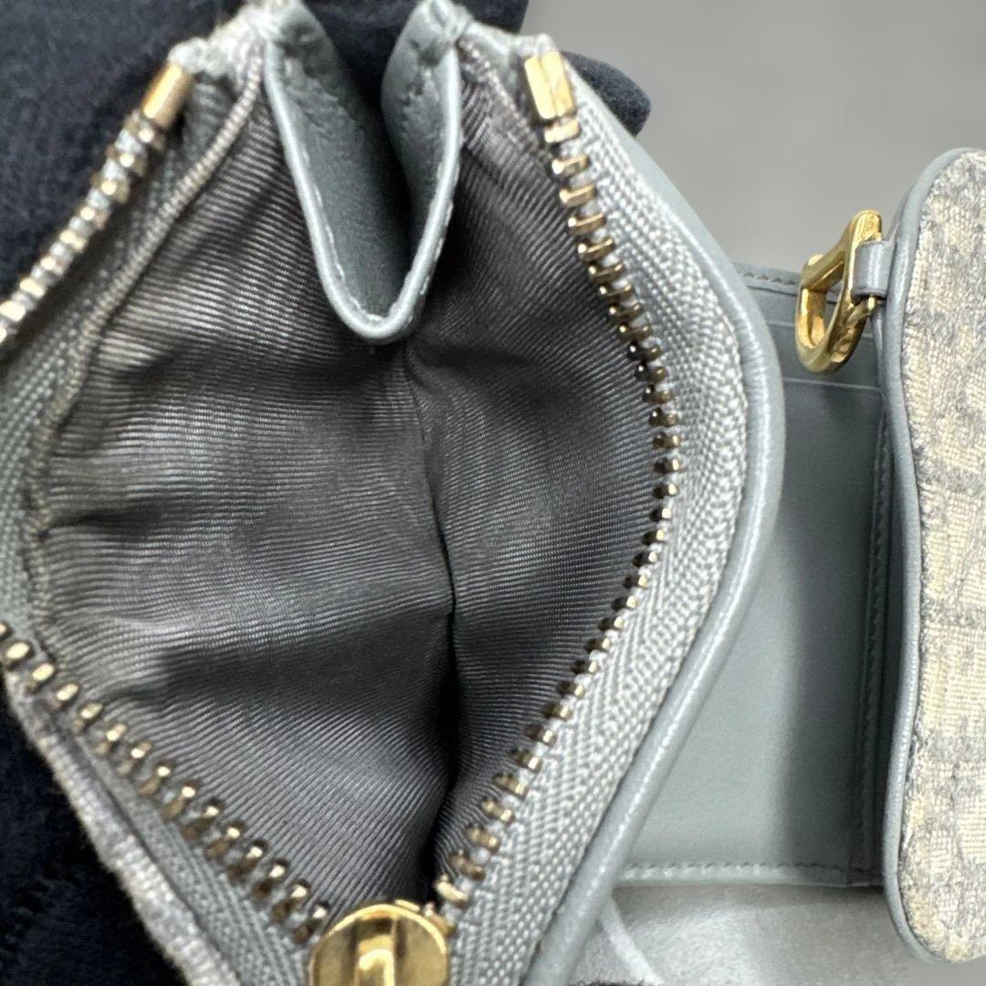 DIOR 三つ折り 財布　サドル　オブリーク　トロッター柄　ロゴチャーム