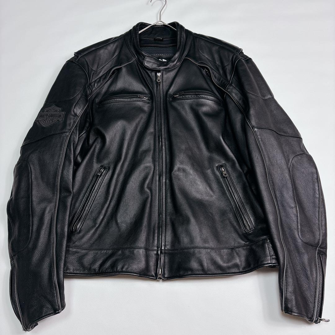【希少2XLサイズ】美品✨ハーレーダビッドソン シングルライダースジャケット 黒