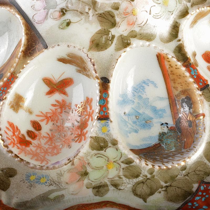 九谷焼　古九谷焼　富士山造　色絵金彩　人物花文　飾皿　D　R5985