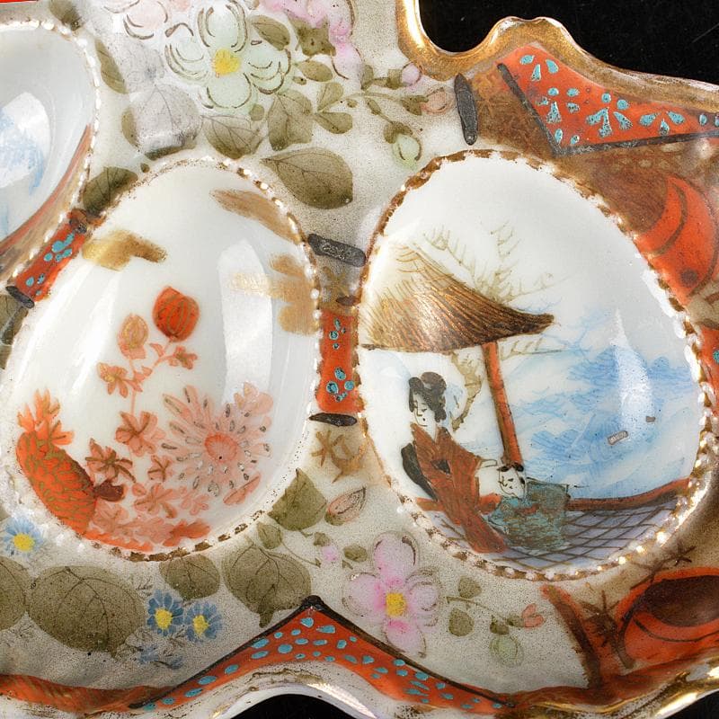 九谷焼　古九谷焼　富士山造　色絵金彩　人物花文　飾皿　D　R5985