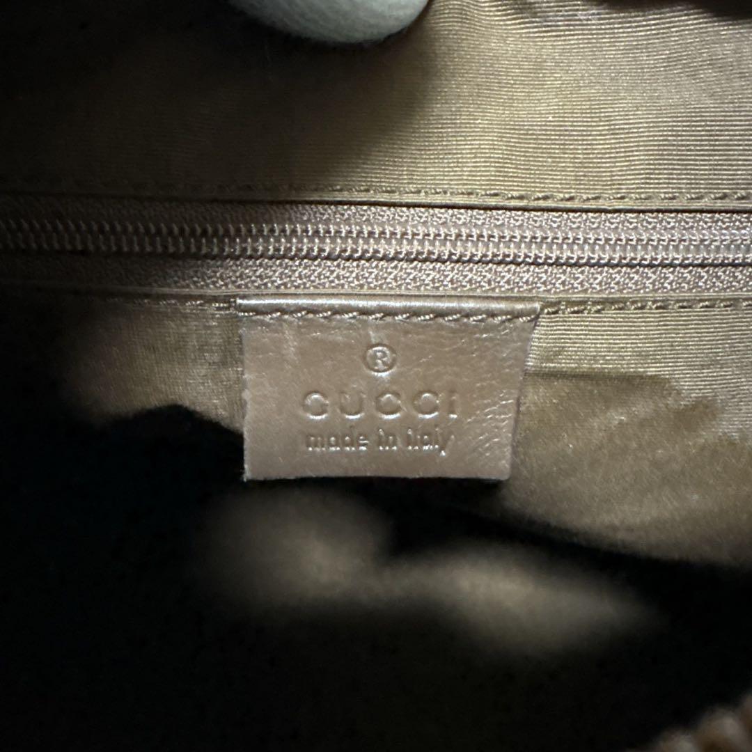 GUCCI ワンショルダーバッグ　GG柄　キャンバス×レザー　ハーフムーン