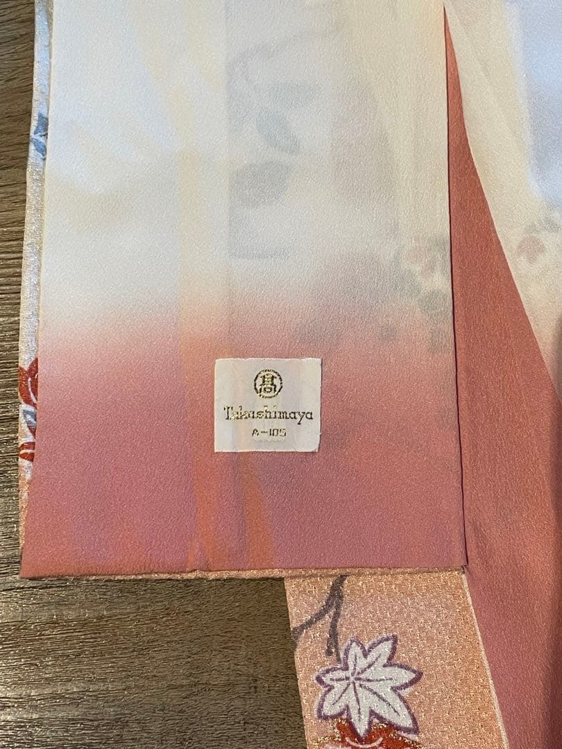 高島屋 花柄 小紋 着物（はぎれ付）と帯・帯揚げ・帯締セット