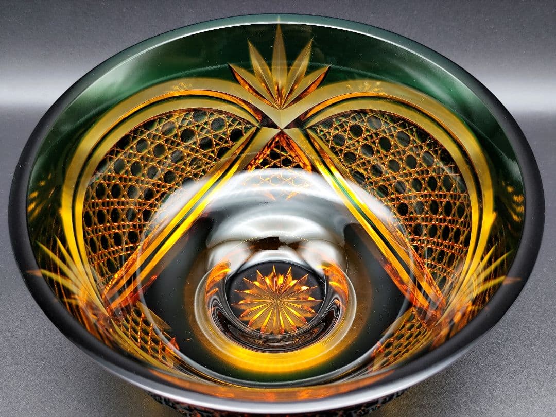 超希少☆未使用美品☆黒木国昭 綾切子 大鉢（切子 江戸切子 薩摩切子）