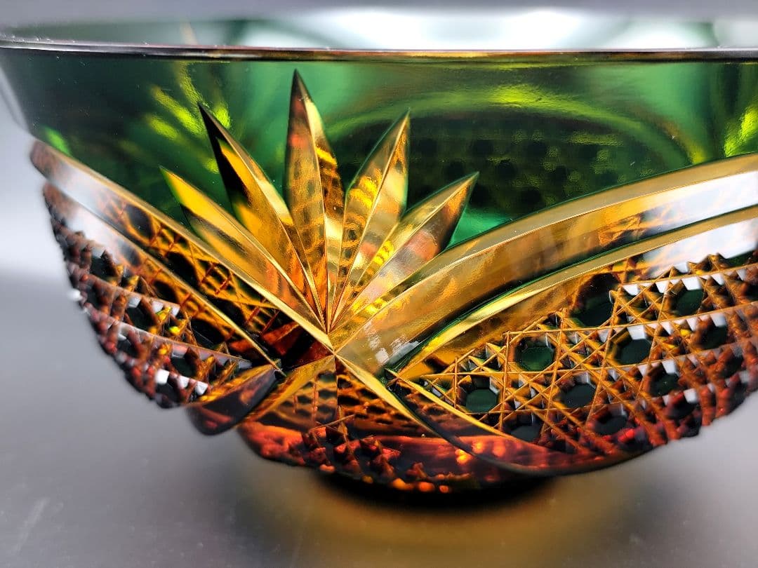 超希少☆未使用美品☆黒木国昭 綾切子 大鉢（切子 江戸切子 薩摩切子）