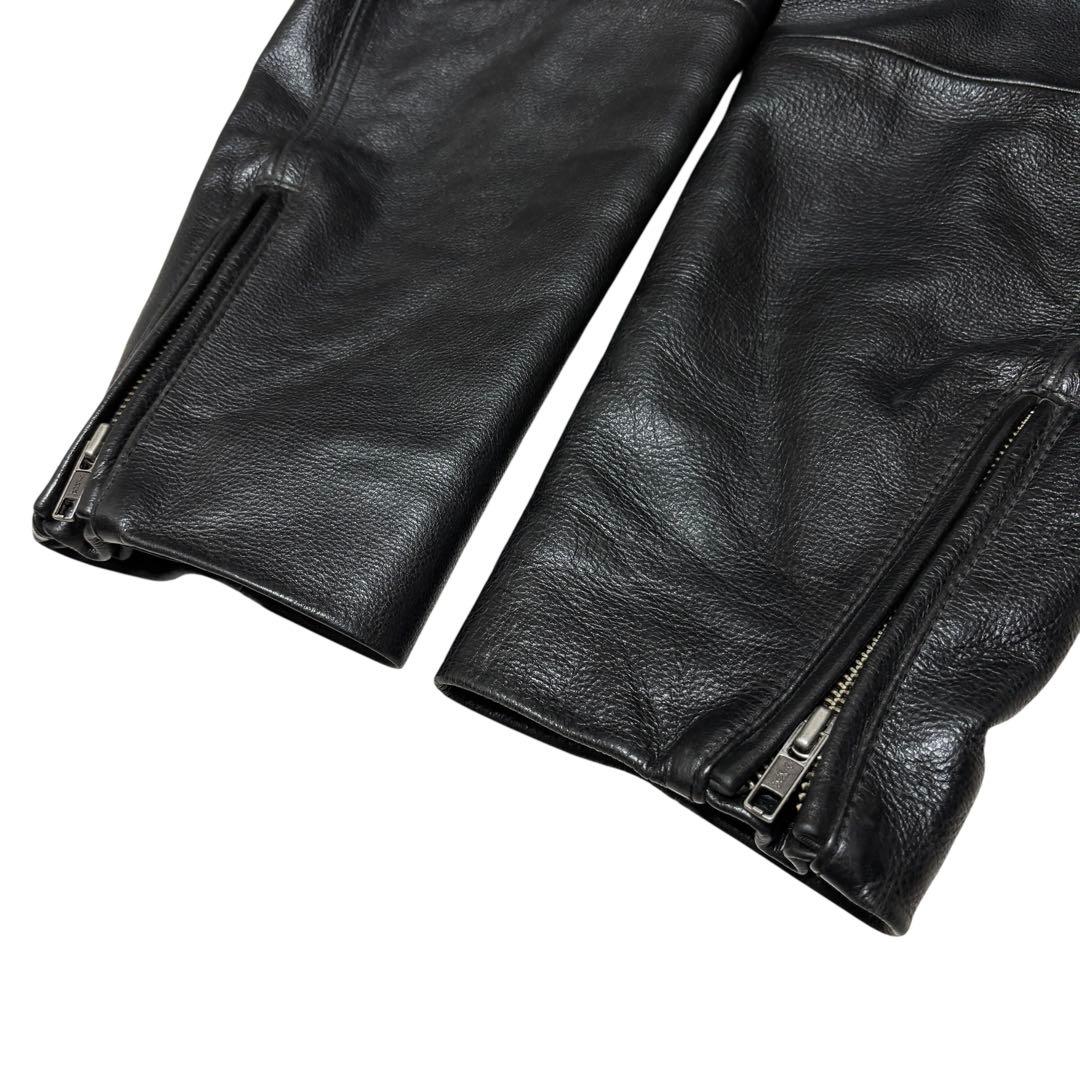 美品 OLD UNIQLO ユニクロ 牛革 ライダースジャケット ブラック Ｌ